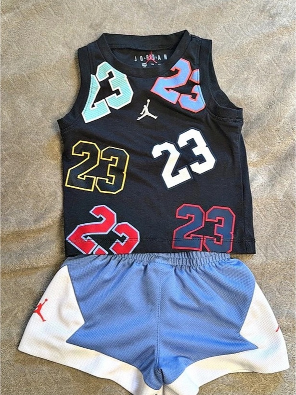Jordan 23 Jersey Short Set Kids Basketball Set in Black & Blue